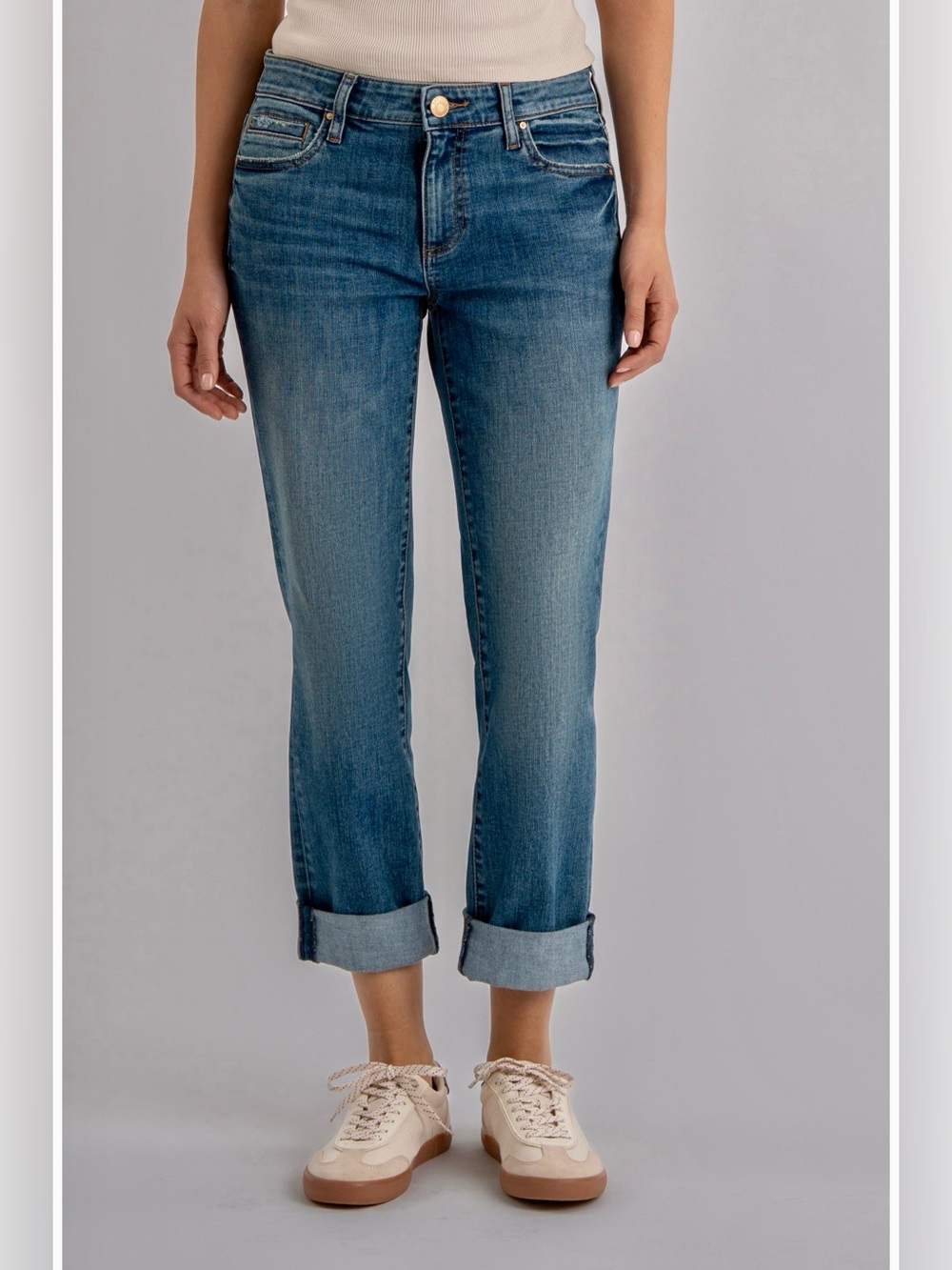 KUT from the Kloth Catherine Boyfriend Jeans Size 16 Medium Wash Stretch